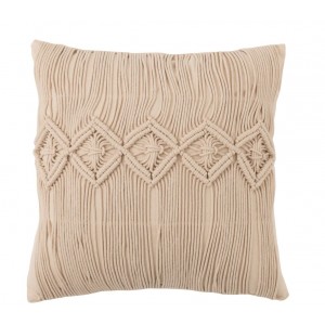 Béžový polštář s drhaným vzorem Macramé Cosy - 45*12*45 cm