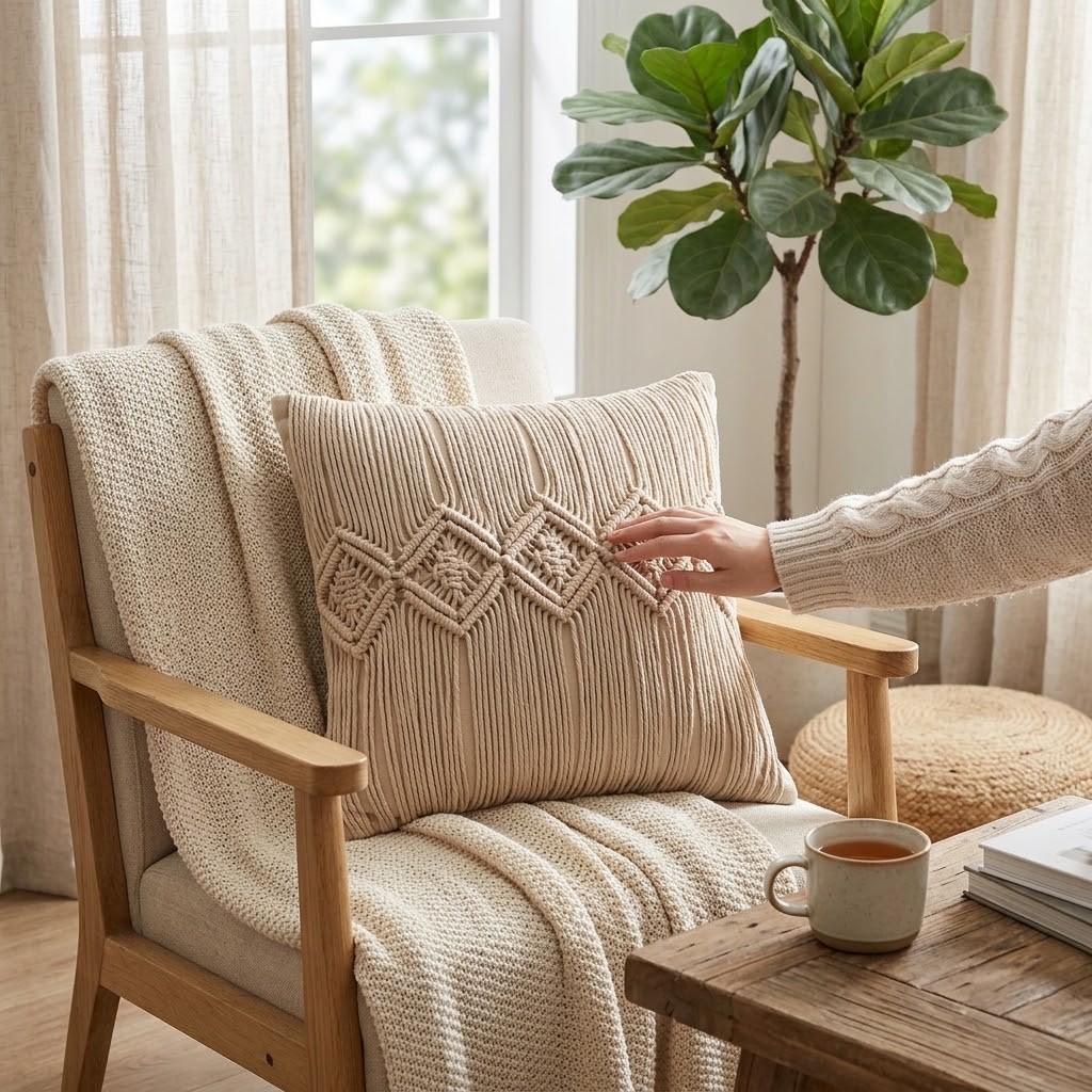 Béžový polštář s drhaným vzorem Macramé Cosy - 45*12*45 cm J-Line by Jolipa Béžový polštář s drhaným vzorem Macramé Cosy - 45*12*45 cm J-Line by Jolipa