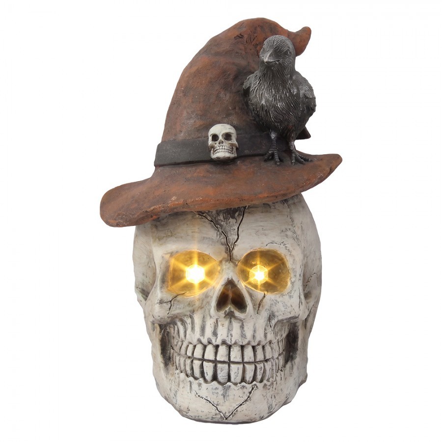 Halloween dekorace lebka s LED osvětlením - 30*33*44 cm