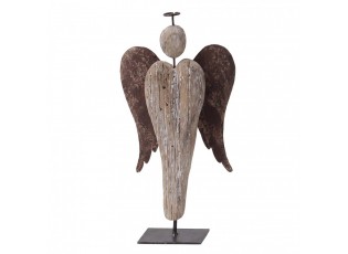 Dřevěná dekorace anděl na podstavci - 11*4*21 cm