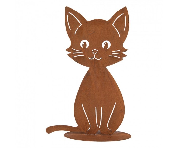 Rustikální rezavá dekorace kočka Cat Rust - 13*11*20 cm Clayre & Eef