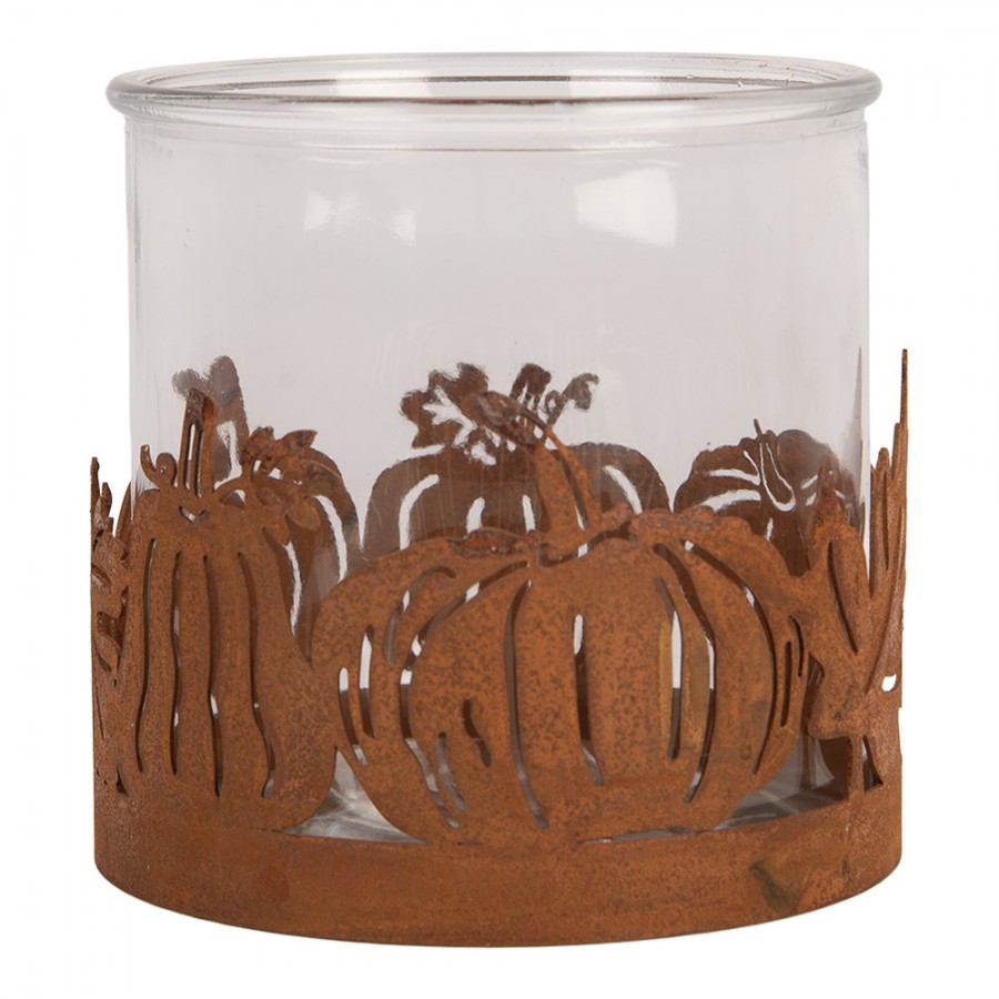 Rezavý rustikální svícen s dýněmi Pumpkin Tree Rust - Ø 16*16 cm