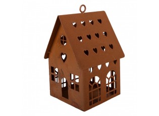 Rezavý svícen ve tvaru domku Rustic Charm - 12*12*20 cm