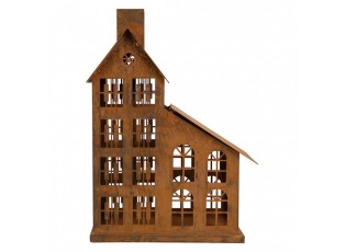 Rezavý svícen ve tvaru domku Rustic Charm - 22*11*32 cm