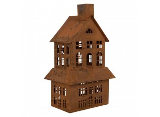 Rezavý svícen ve tvaru domku Rustic Charm - 16*10*31 cm