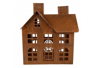 Rezavý svícen ve tvaru domku Rustic Charm - 11*19*21 cm