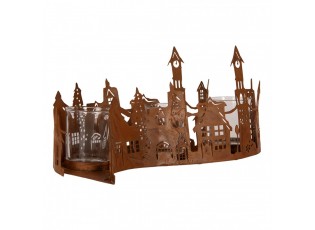 Rustikální rezavý svícen v designu městečka Candle Rust - 27*12*12 cm