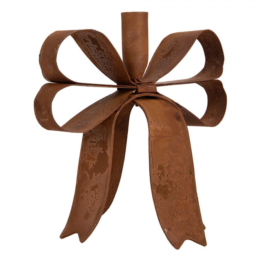 Rustikální rezavý svícen mašle Bow Candle Rust - 19*15*18 cm