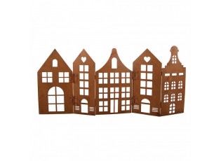 Rustikální rezavá dekorace vesnička domky Candle Rust - 45*1*21 cm