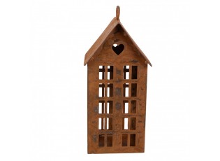 Rezavý svícen ve tvaru domku Rustic Charm - 7*8*15 cm