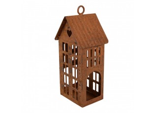 Rezavý svícen ve tvaru domku Rustic Charm - 7*8*15 cm