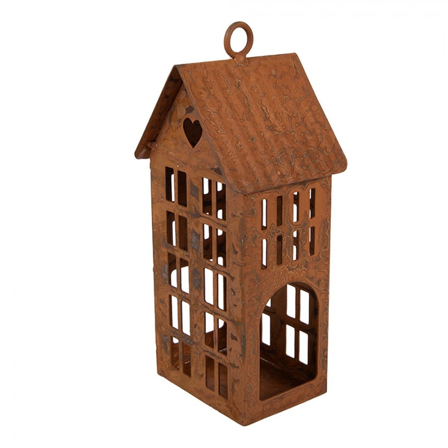 Rezavý svícen ve tvaru domku Rustic Charm - 7*8*15 cm Clayre & Eef Rezavý svícen ve tvaru domku Rustic Charm - 7*8*15 cm Clayre & Eef