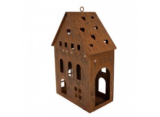 Rezavý svícen ve tvaru domku Rustic Charm - 20*12*29 cm