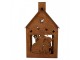 Rezavý svícen ve tvaru domku s kočkami Rustic Charm - 17*10*28 cm Clayre & Eef