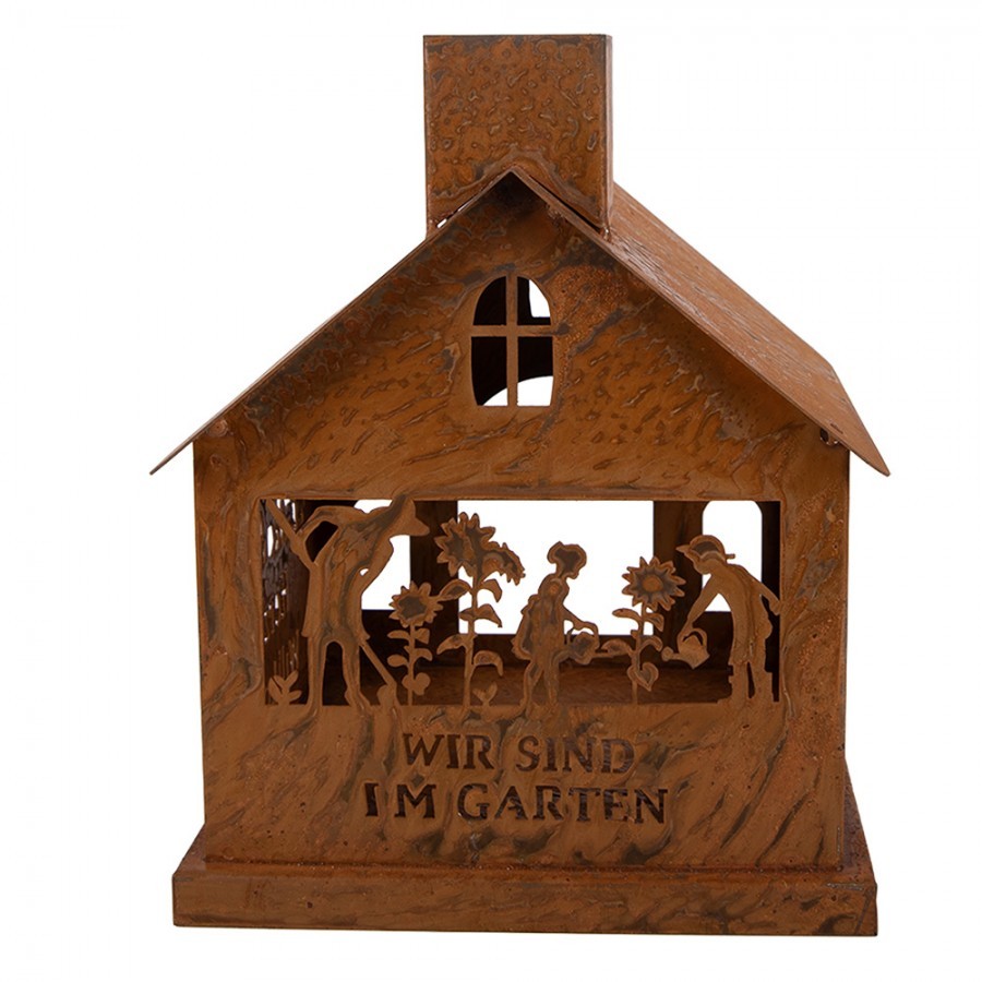 Rezavý svícen ve tvaru domku Rustic Charm- 17*17*22 cm Clayre & Eef Rezavý svícen ve tvaru domku Rustic Charm- 17*17*22 cm Clayre & Eef