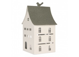 Kovový svícen domek s pískovým povrchem Raw Sand - 20*20*39 cm