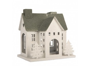 Kovový svícen domek s pískovým povrchem Raw Sand - 26*17*26 cm