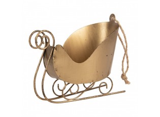 Zlatá antik vánoční ozdoba retro kovové sáně - 14*7*12 cm