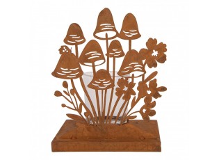 Rustikální rezavý svícen s houbičkami Mushroom Rust - 12*12*15 cm