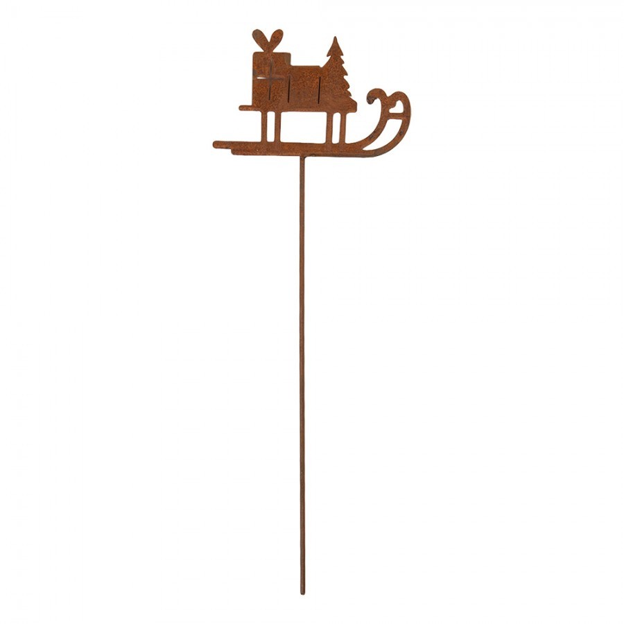 Rustikální rezavý zápich sáňky Sled Rust - 12*1*38 cm Clayre & Eef Rustikální rezavý zápich sáňky Sled Rust - 12*1*38 cm Clayre & Eef