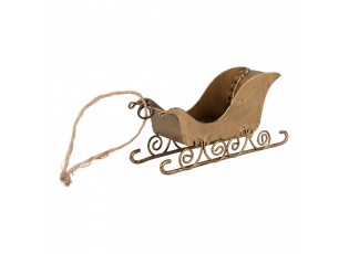 Zlatá antik vánoční ozdoba retro kovové sáně - 19*4*5 cm
