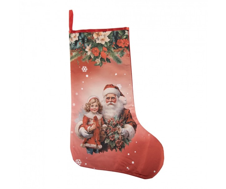 Červená vánoční punčocha Santa M - 25*1*36 cm Clayre & Eef