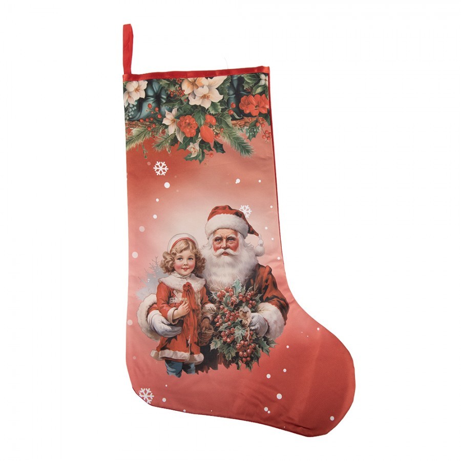 Červená vánoční punčocha Santa M - 25*1*36 cm