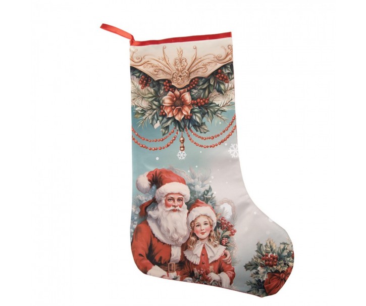 Vánoční punčocha Santa s děvčátkem M - 25*1*36 cm Clayre & Eef