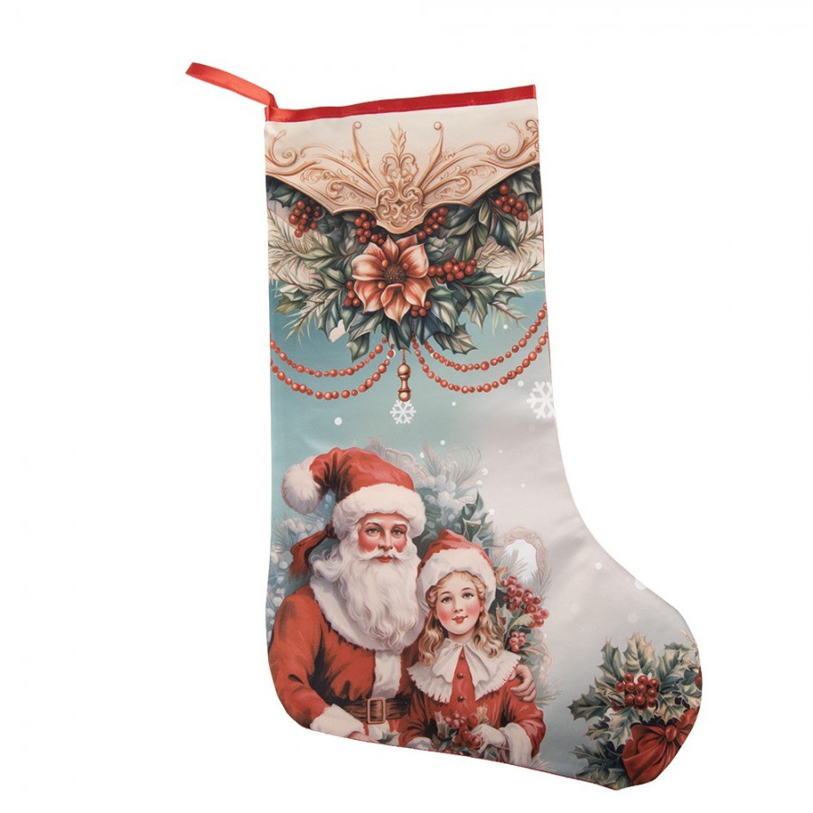 Vánoční punčocha Santa s děvčátkem L - 29*1*48 cm