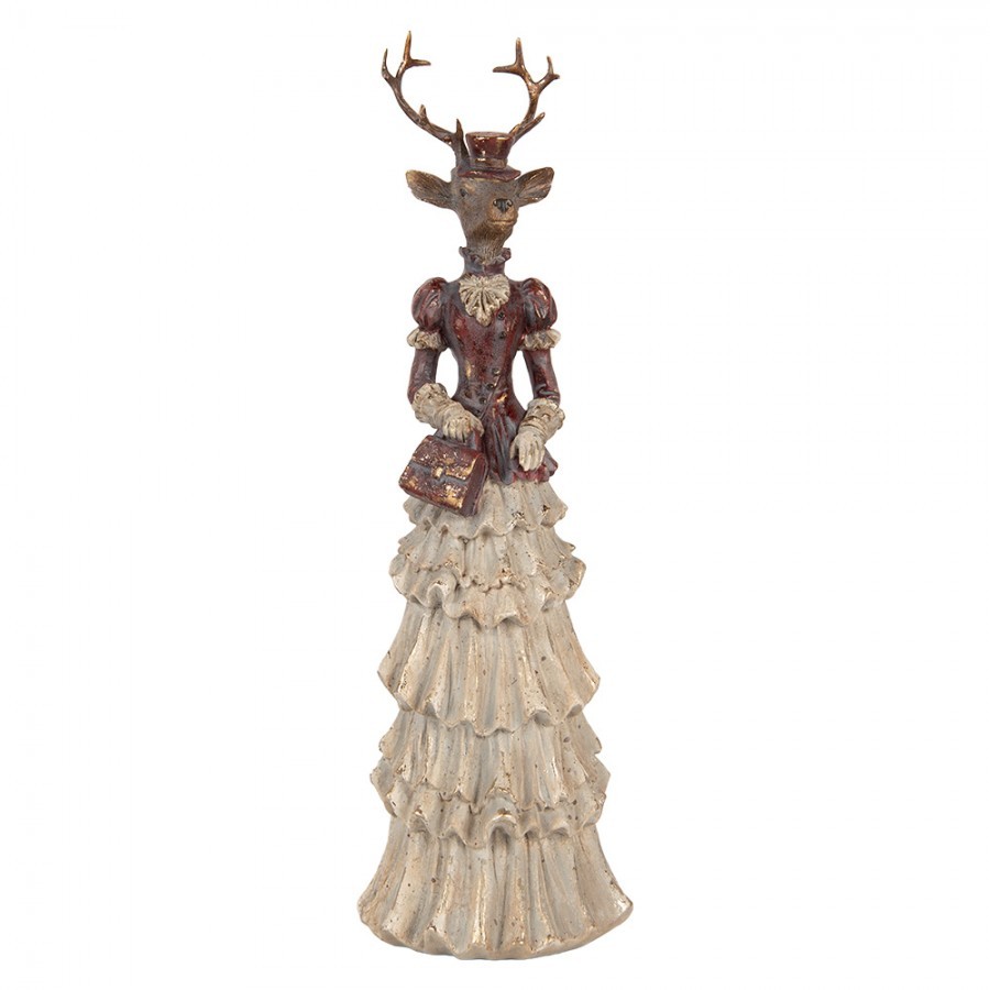 Vánoční dekorace jelení dáma Deer Vintage - 13*11*41 cm