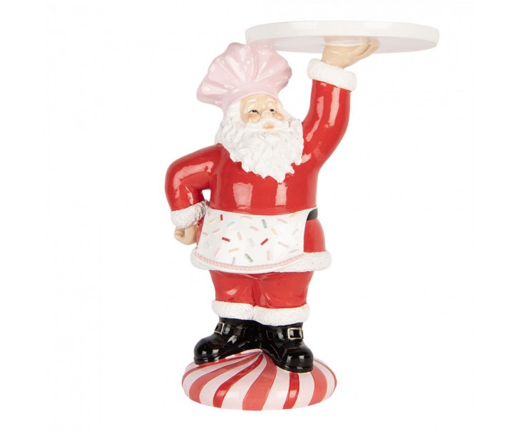 Vánoční figurka Santa Claus kuchař s podnosem – 21*14*27 cm Clayre & Eef