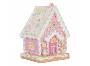 Kouzelná růžová perníková chaloupka Pastel Christmas Chic - 13*10*16 cm