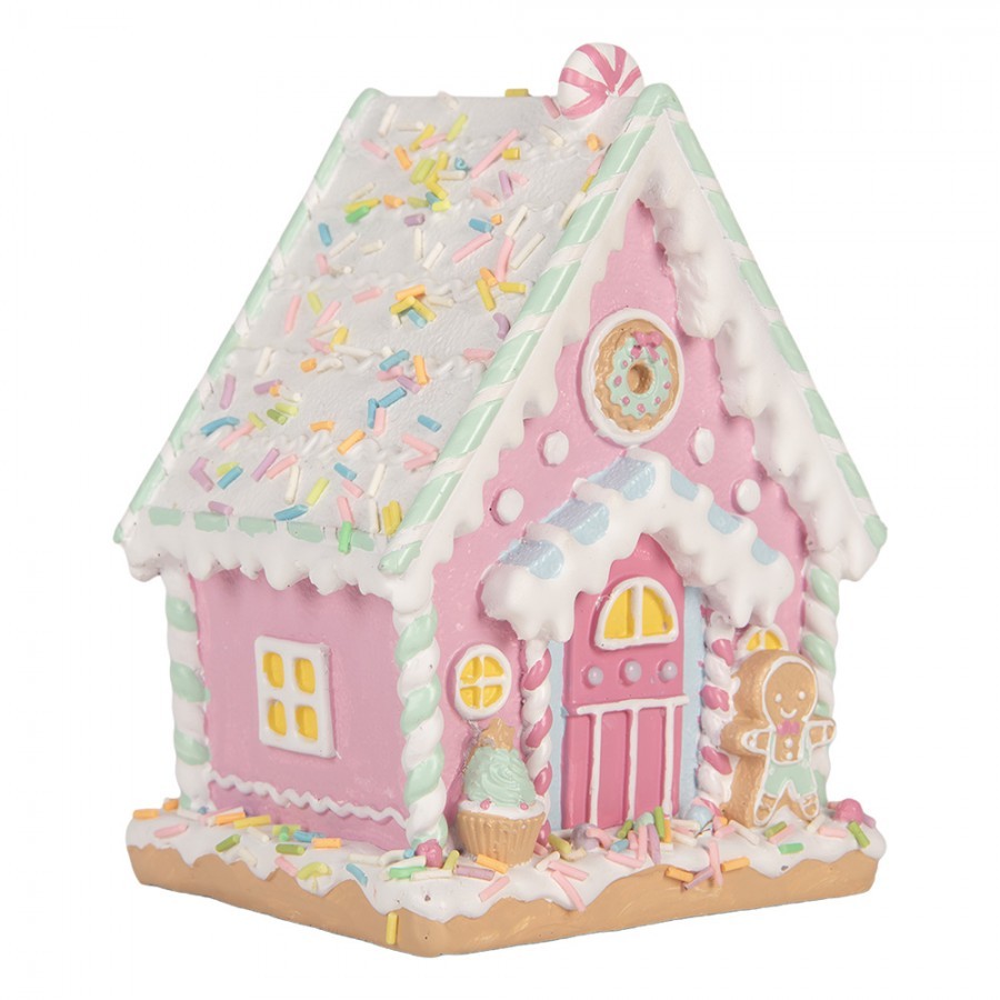 Kouzelná růžová perníková chaloupka Pastel Christmas Chic - 13*10*16 cm