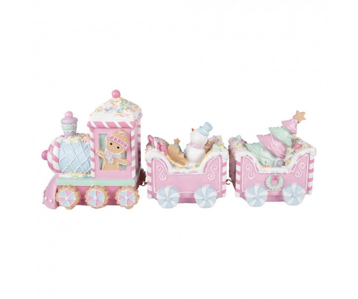 Vánoční dekorace růžový cukrový vláček Pastel Christmas Chic - 45*12*19 cm Clayre & Eef