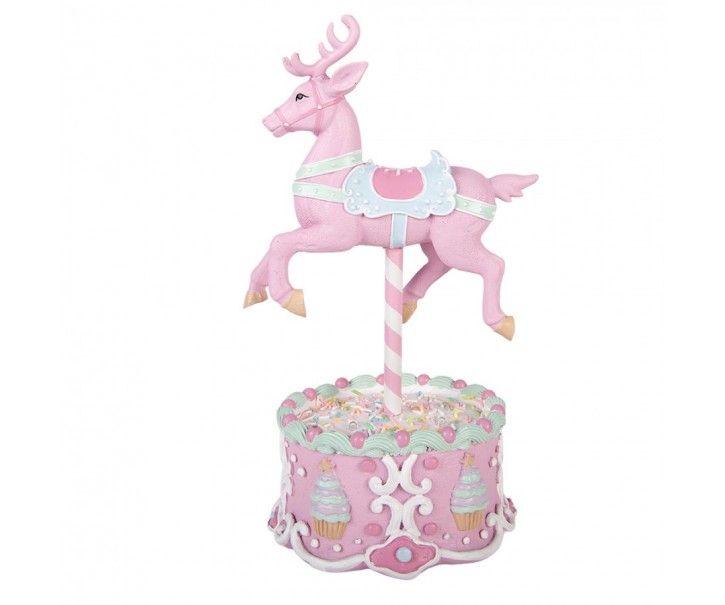 Vánoční dekorace cirkusový jelen Pastel Christmas Chic - 17*14*29 cm / 2*AAA Clayre & Eef