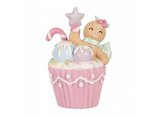 Vánoční dekorace Cupcake s perníčkem Pastel Christmas Chic - 11*9*15 cm