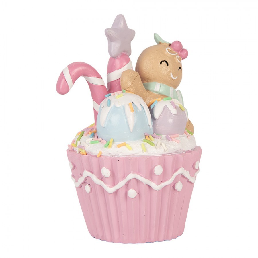 Vánoční dekorace Cupcake s perníčkem Pastel Christmas Chic - 11*9*15 cm Clayre & Eef Vánoční dekorace Cupcake s perníčkem Pastel Christmas Chic - 11*9*15 cm Clayre & Eef