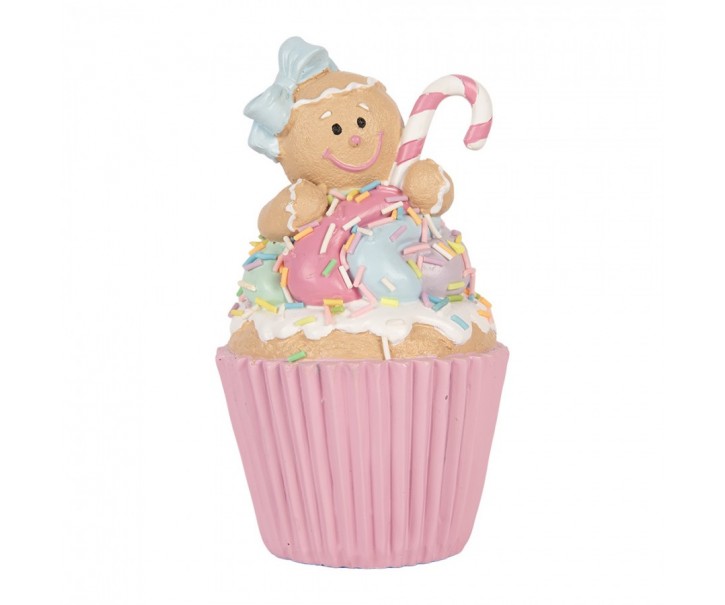 Vánoční dekorace Cupcake s perníčkem Pastel Christmas Chic - Ø 9*16 cm Clayre & Eef