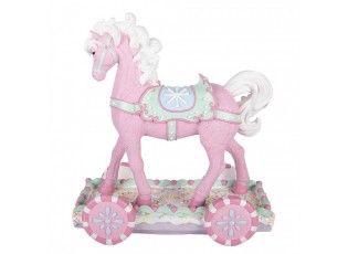 Vánoční dekorace koník na kolečkách Pastel Christmas Chic - 35*16*38 cm