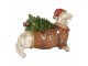 Dekorace figurka jezevčík ve světříku seč stromkem - 21*6*14 cm Clayre & Eef