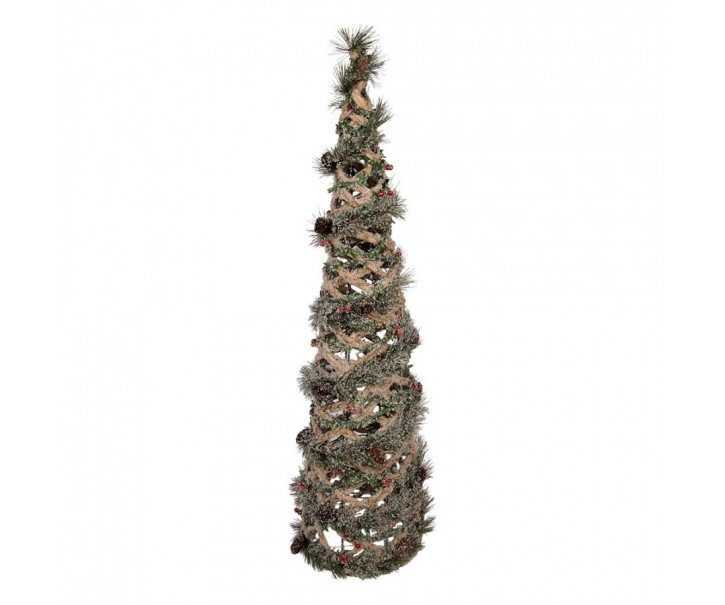 Svítící ratanový vánoční strom se šiškami M - 24*81 cm Clayre & Eef