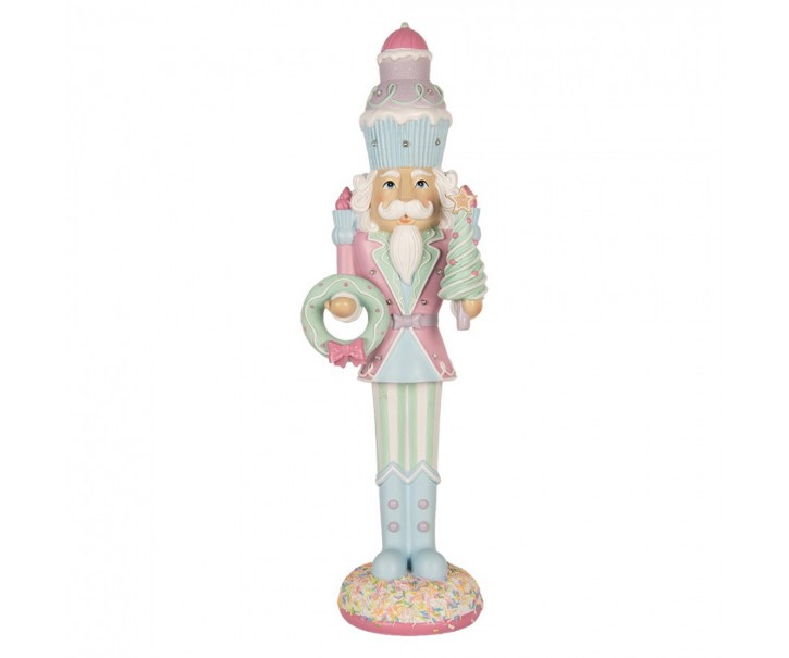 Vánoční svítící růžová LED dekorace Louskáček s muffiny - 19*16*61 cm / 2*AA Clayre & Eef