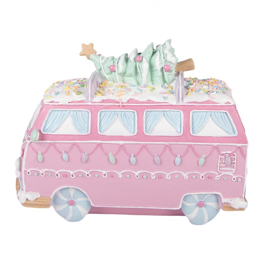Růžový retro vánoční minibus Pastel Christmas Chic