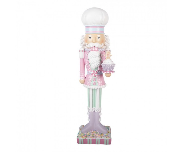 Louskáček cukrář s muffinem a perníčkem Pastel Christmas Chic - 13*11*47 cm Clayre & Eef