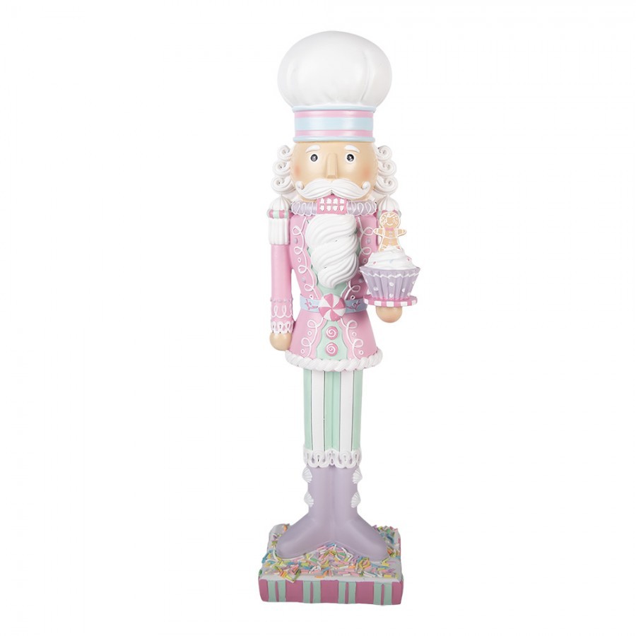 Louskáček cukrář s muffinem a perníčkem Pastel Christmas Chic - 13*11*47 cm Clayre & Eef Louskáček cukrář s muffinem a perníčkem Pastel Christmas Chic - 13*11*47 cm Clayre & Eef