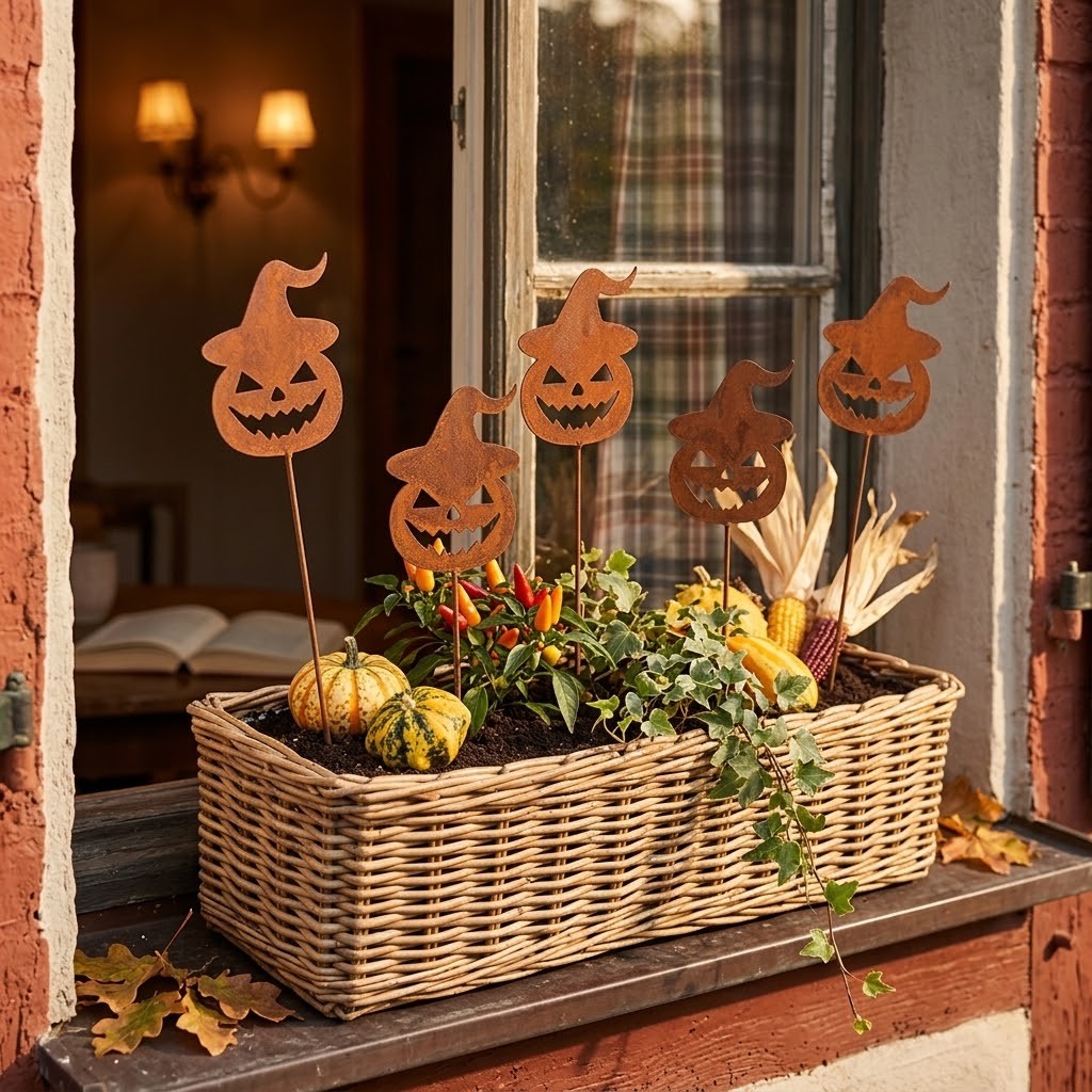 Rustikální rezavý zápich dýně Halloween Rust - 8*1*43 cm Clayre & Eef Rustikální rezavý zápich dýně Halloween Rust - 8*1*43 cm Clayre & Eef