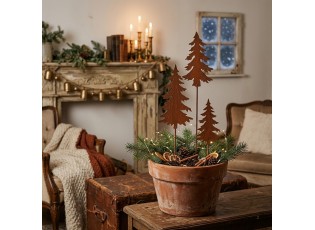 Rustikální rezavý zápich stromek Christmas Tree Rust S - 6*1*34 cm