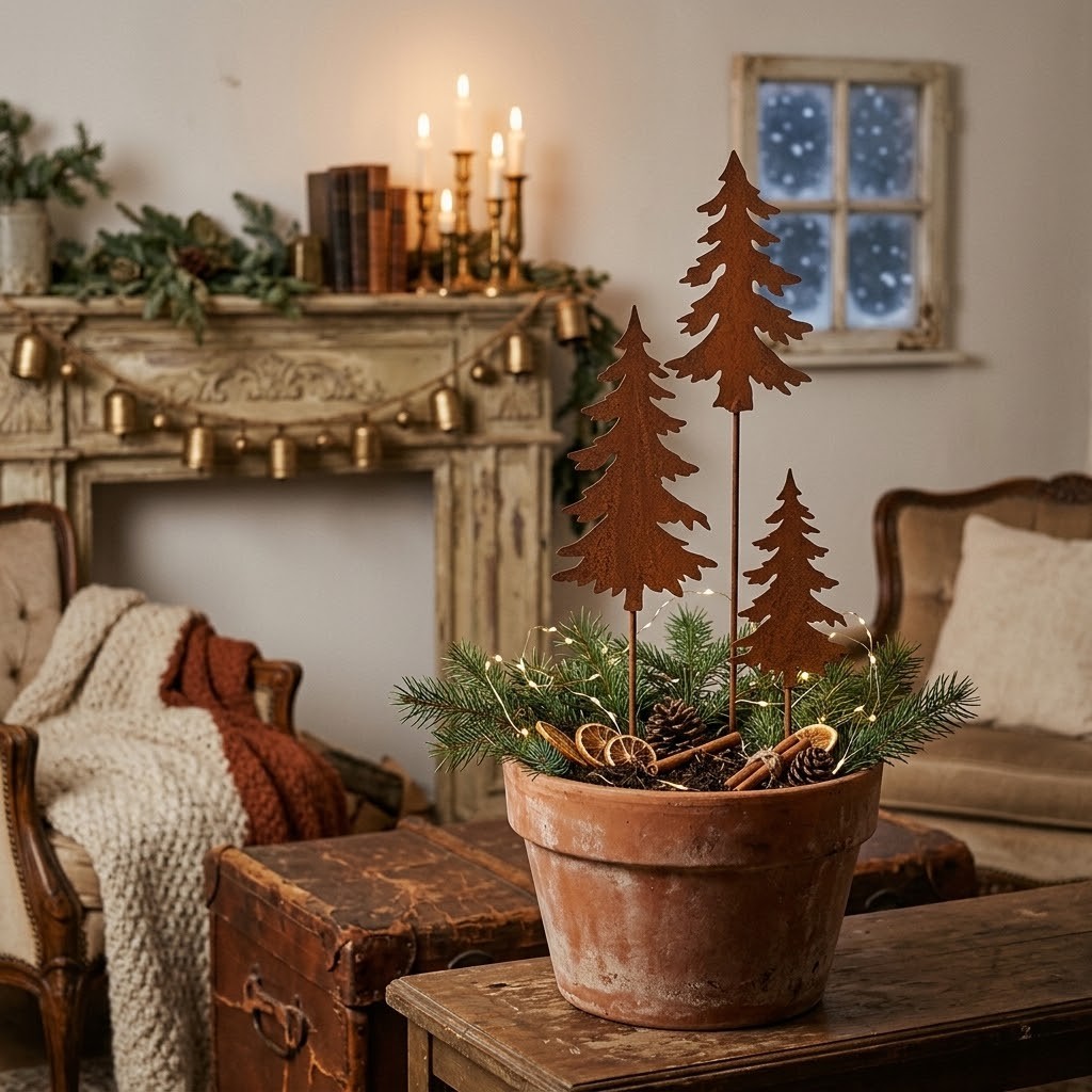Rustikální rezavý zápich stromek Christmas Tree Rust S - 6*1*34 cm Clayre & Eef Rustikální rezavý zápich stromek Christmas Tree Rust S - 6*1*34 cm Clayre & Eef