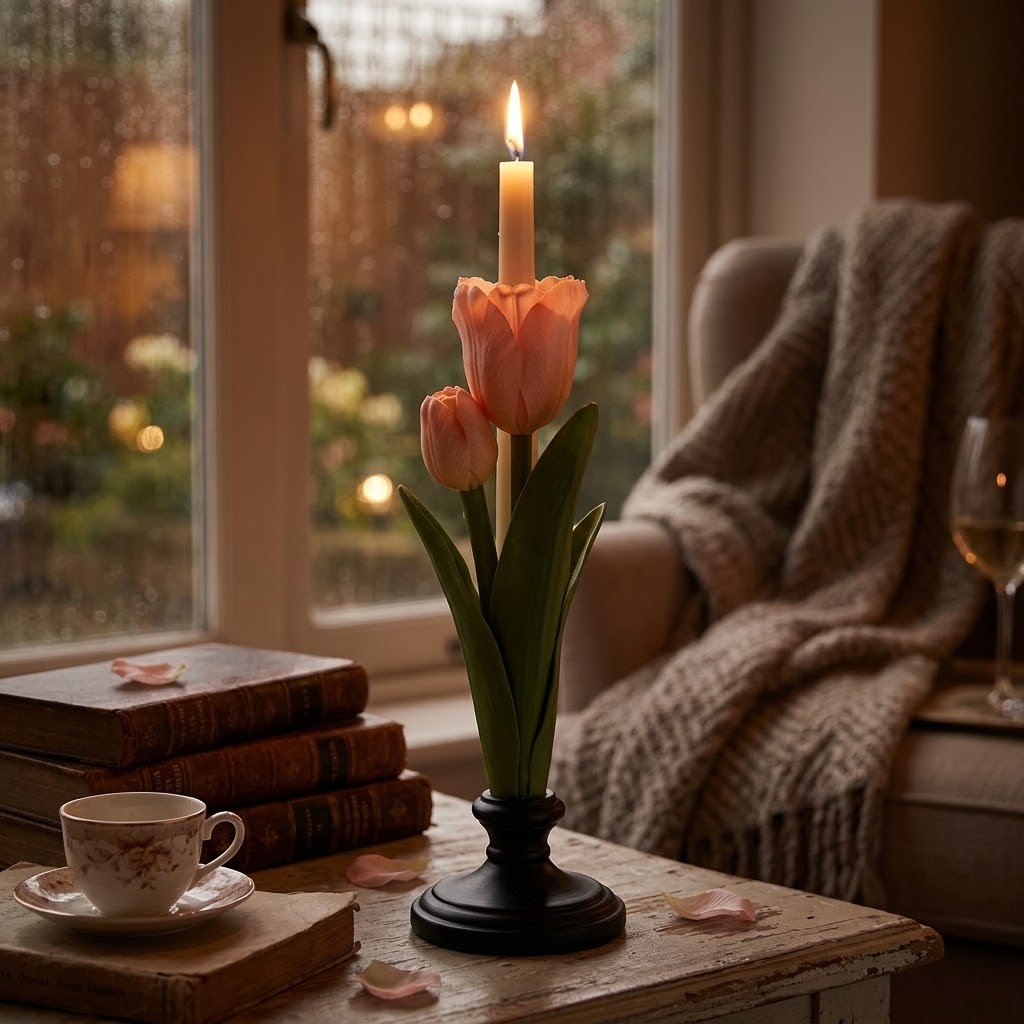 Svícen na úzkou svíčku ve tvaru tulipánu - 9*9*28 cm Clayre & Eef Svícen na úzkou svíčku ve tvaru tulipánu - 9*9*28 cm Clayre & Eef