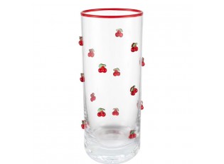 Sklenice na vodu s romantickým motivem třešní - Ø 6*15 cm / 350 ml
